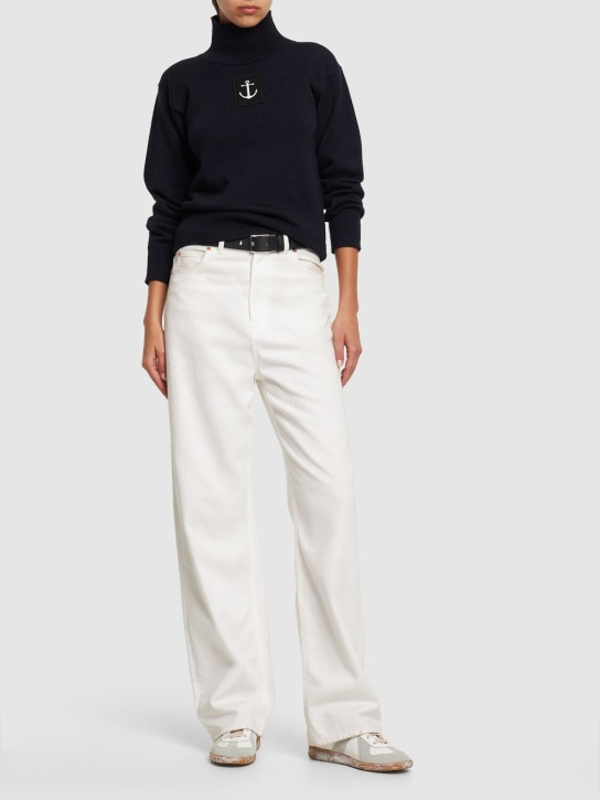 Jil Sander: Pullover aus Wollstrick mit Logo