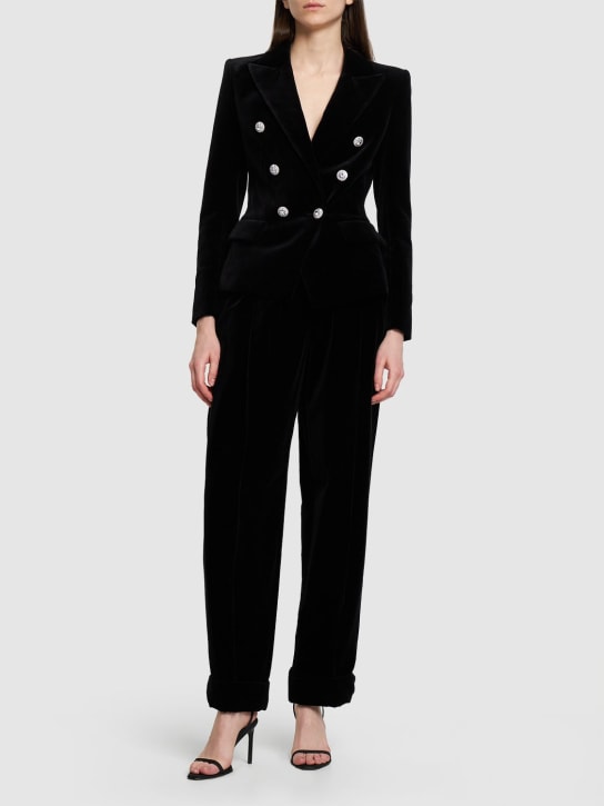 Alexandre Vauthier: Cotton velvet high rise wide pants