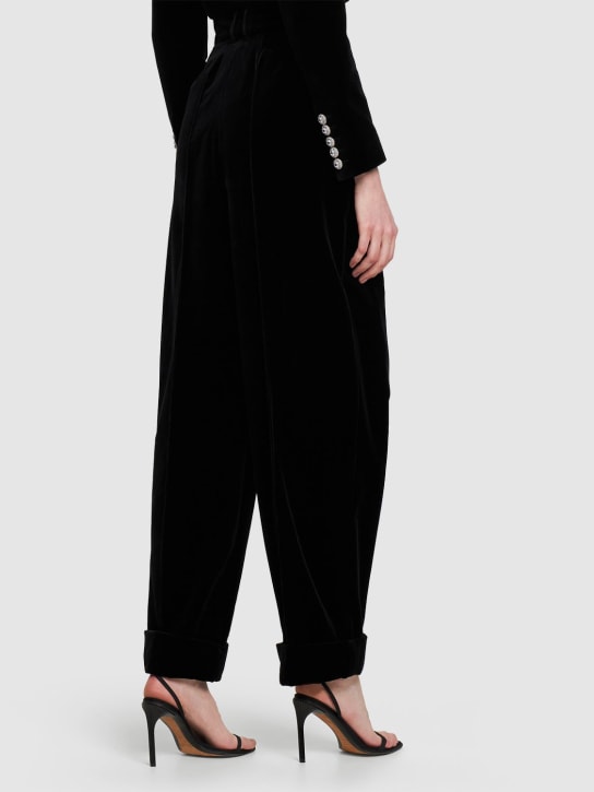 Alexandre Vauthier: Cotton velvet high rise wide pants