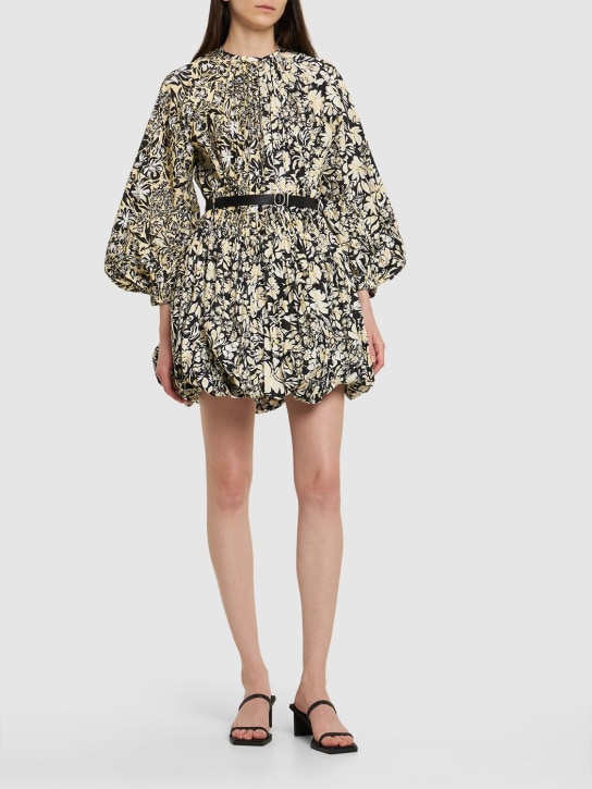Jil Sander - Robe courte en taffetas imprimé et ceinture