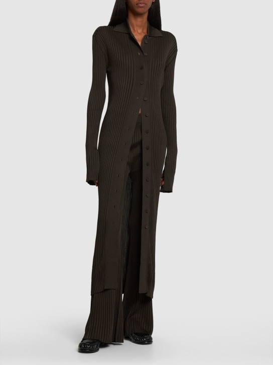 Jil Sander - Pantalon évasé en viscose ultra-fine côtelée