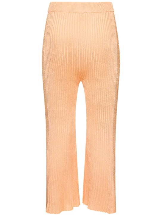 Jil Sander: Pantalon court évasé en jersey de viscose côtelée