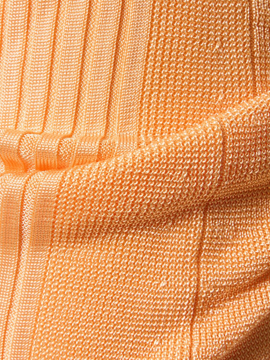 Jil Sander: Pantalon court évasé en jersey de viscose côtelée