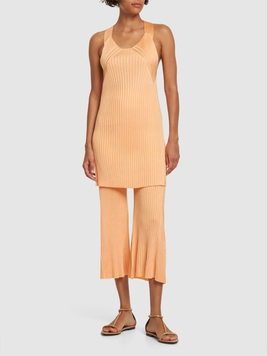 Jil Sander - Pantalon court évasé en jersey de viscose côtelée