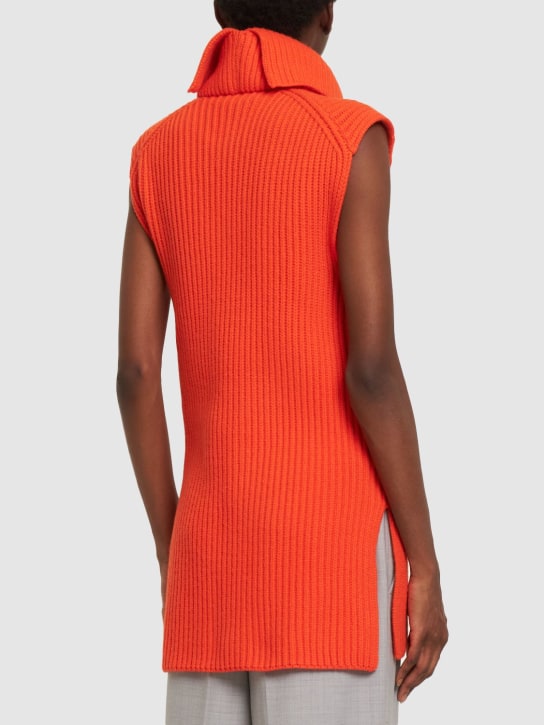 Jil Sander: Gilet en maille de laine avec détail zippé