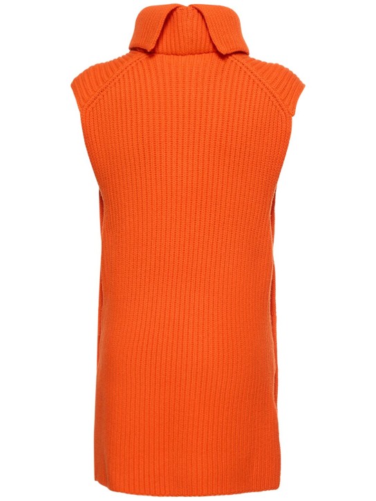 Jil Sander: Gilet en maille de laine avec détail zippé