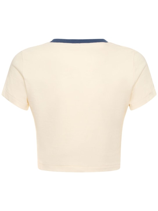 RE/DONE: T-shirt cropped Love Life in cotone con stampa