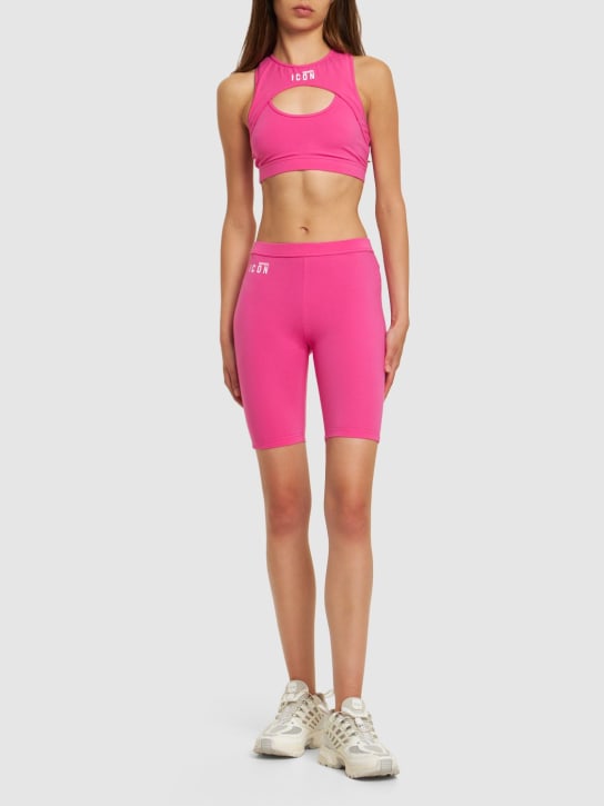 Dsquared2: Shorts biker in jersey di cotone / cutout