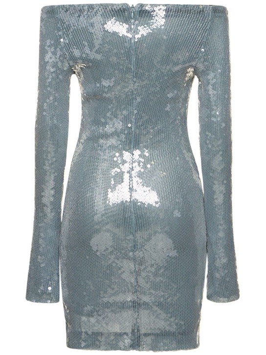 16arlington: Solare sequined lace-up mini dress