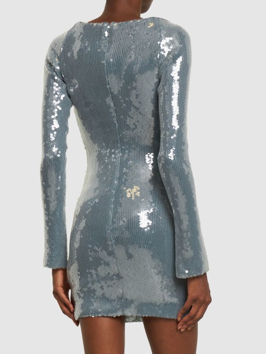 16arlington: Solare sequined lace-up mini dress