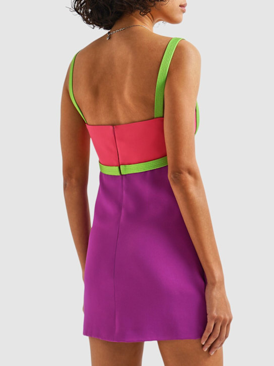 Versace: Robe courte en satin envers ajouré