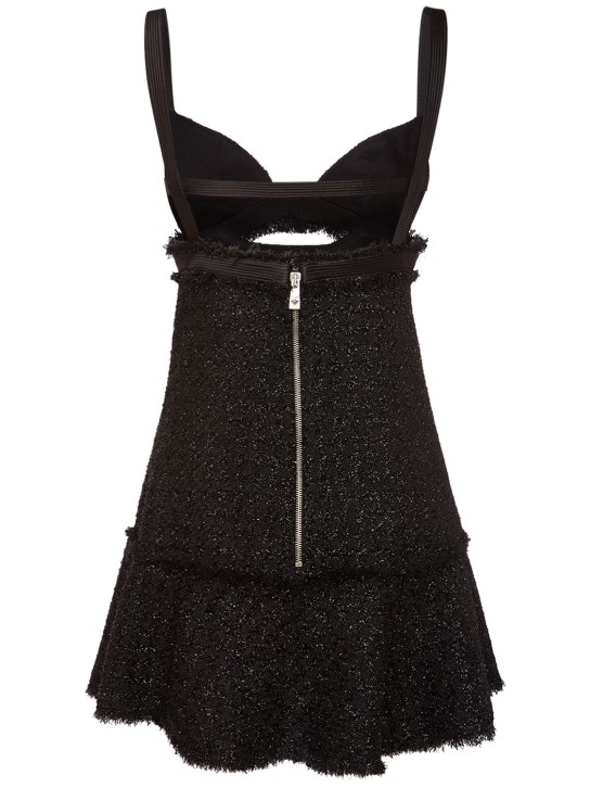 Versace: Robe courte en tweed de lurex ajouré