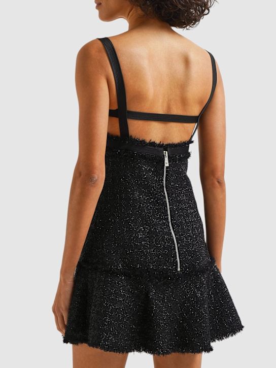 Versace: Robe courte en tweed de lurex ajouré
