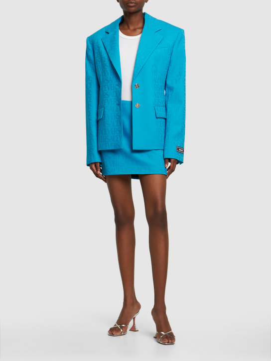 Versace: Veste en laine jacquard à logo