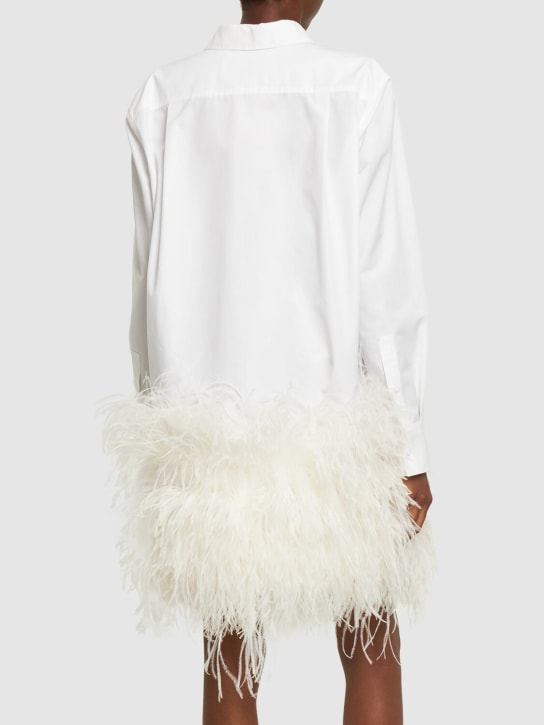 Valentino: Vestito in popeline di cotone / piume