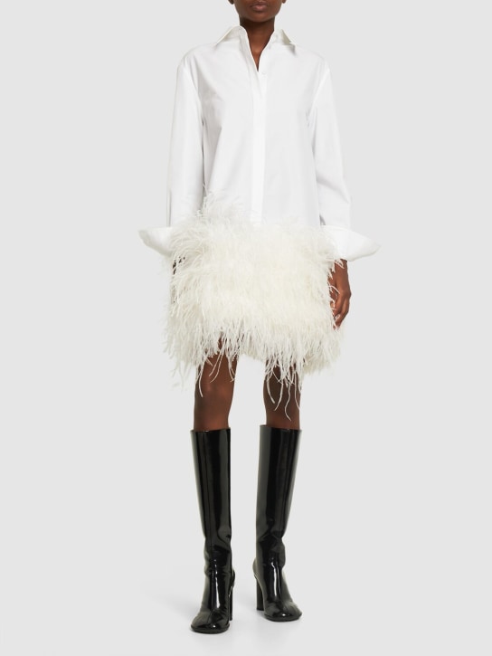 Valentino - Feathered cotton poplin mini shirt dress