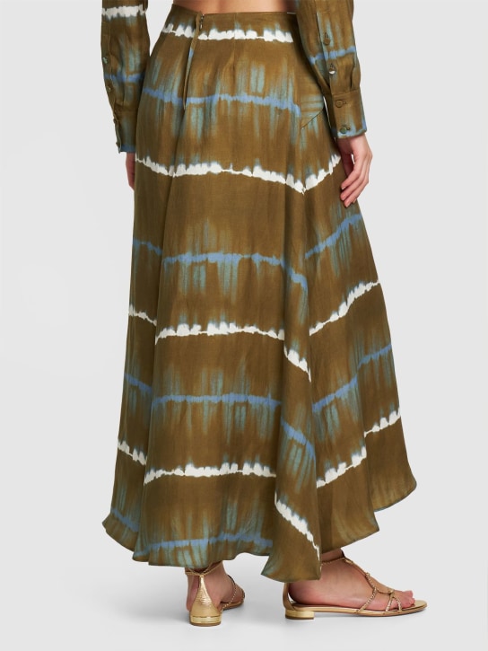 ALTUZARRA: Pythia printed linen midi skirt w/twist