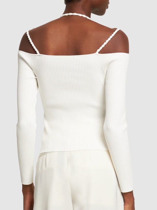 ALTUZARRA: Odin ribbed viscose off-shoulder top