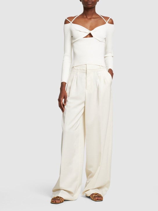 ALTUZARRA: Odin ribbed viscose off-shoulder top