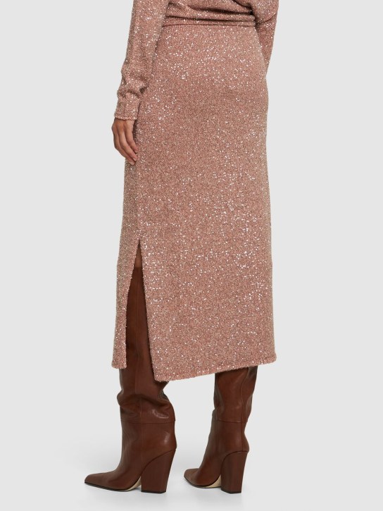 ALTUZARRA: Jupe midi en maille à sequins Milos