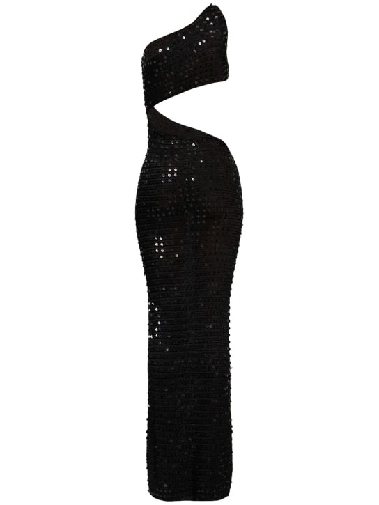 Aya Muse: Robe longue en maille à sequins Gia