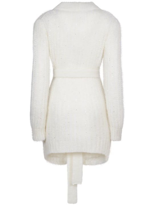 Balmain: Sequined mohair belted cardigan