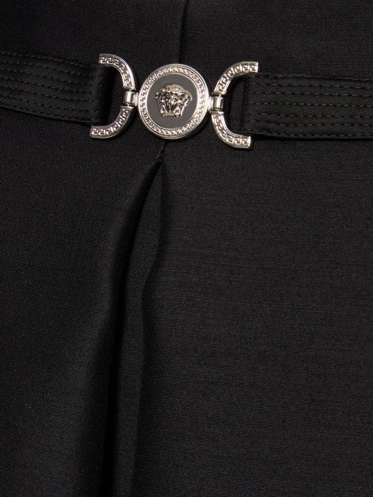 Versace: Robe bustier courte en sergé de soie et laine