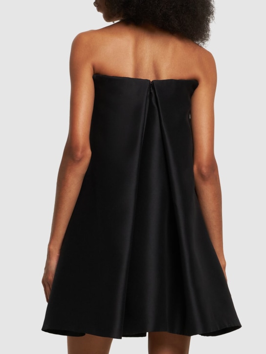 Versace: Robe bustier courte en sergé de soie et laine