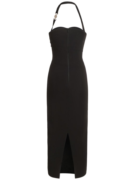 Versace: Robe midi en satin envers à logo