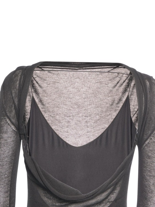 Blumarine: Robe longue en jersey et laine détail roses
