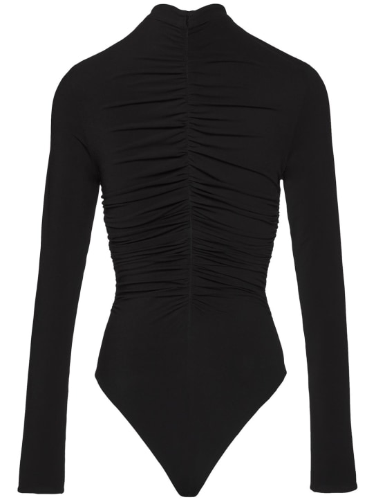 Magda Butrym: Body en jersey ajouré détail roses 3D