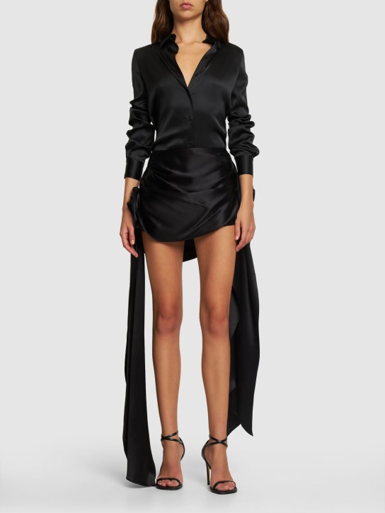 Magda Butrym - Taffeta draped mini skirt w/ rose
