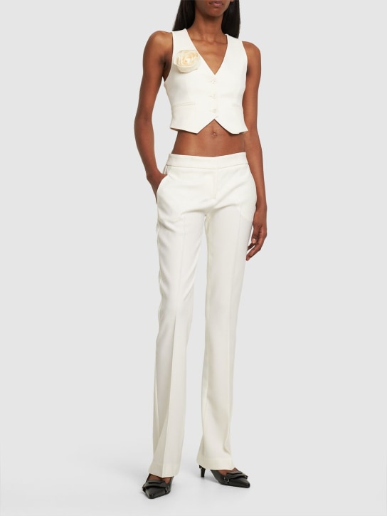 Blumarine: Wool crepe low waisted straight pants
