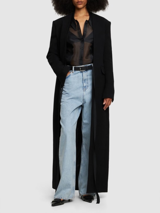 Nensi Dojaka: Wool cady self-tie long coat