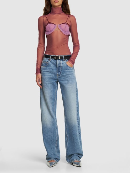 Nensi Dojaka - Turtleneck open back tulle bodysuit