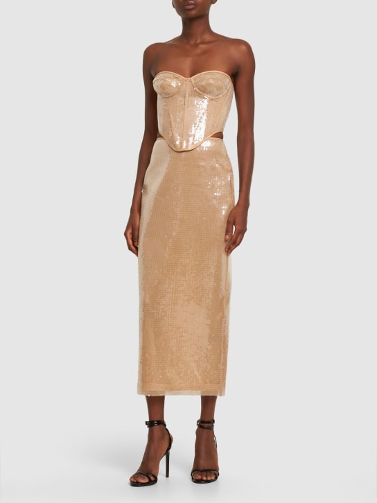 David Koma - Jupe midi en sequins taille haute