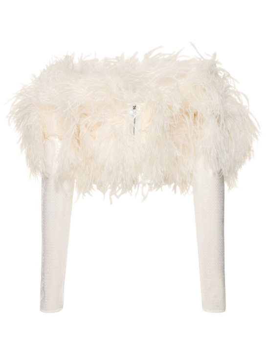 David Koma: Haut en sequins et plumes avec manches