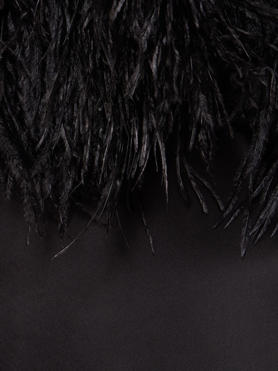 David Koma: Robe midi en satin et plumes