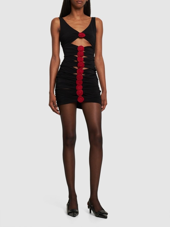 Magda Butrym - Ruched jersey mini dress w/roses