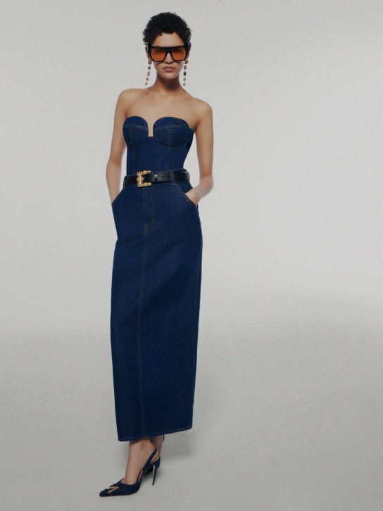 Magda Butrym: Crop top in denim di cotone