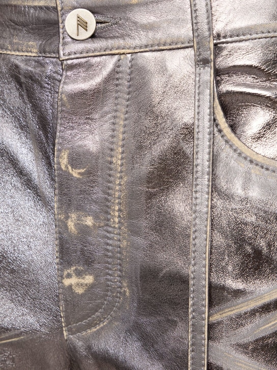 The Attico: Destroyed mirror leather straight pants
