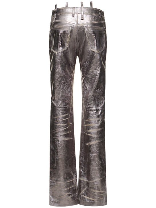The Attico: Destroyed mirror leather straight pants