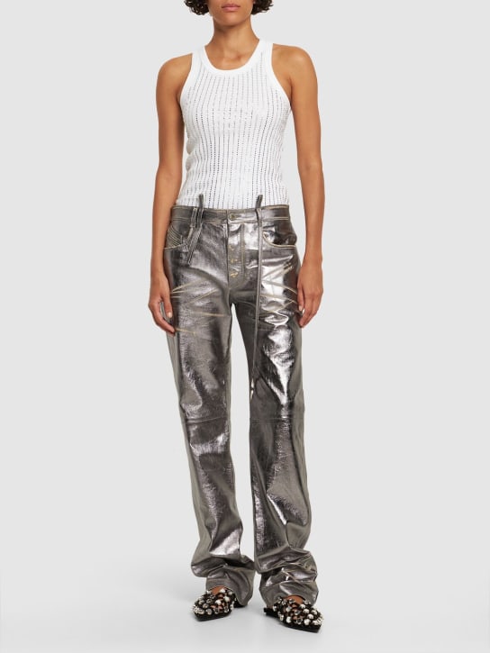 The Attico - Destroyed mirror leather straight pants
