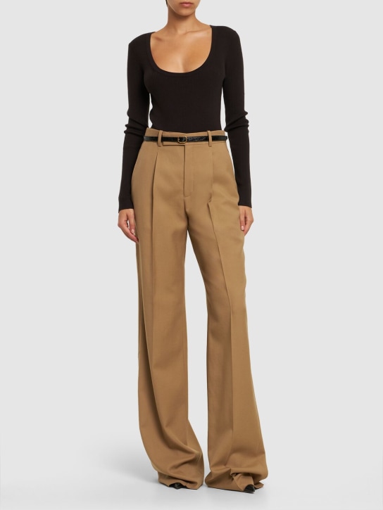 Michael Kors Collection: Body aus Wollmischgewebe mit U-Ausschnitt