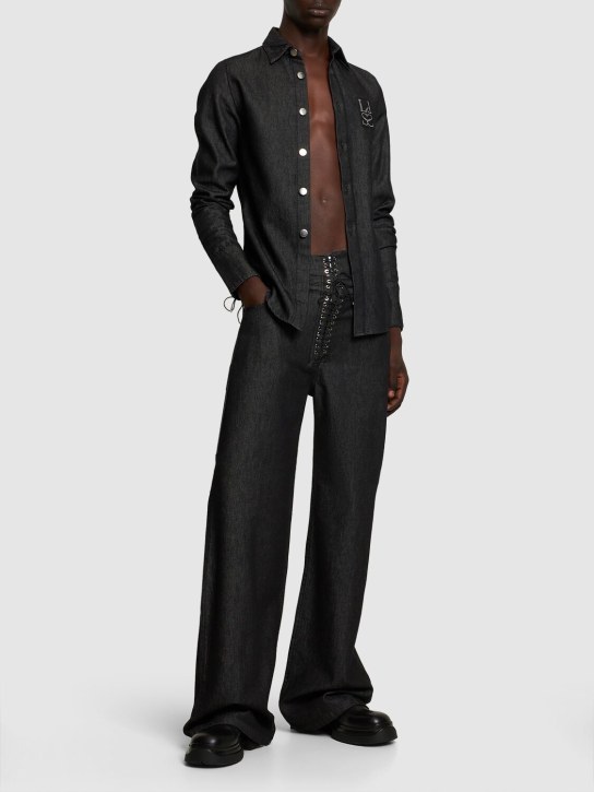 Ludovic de Saint Sernin - Chemise slim en denim à logo