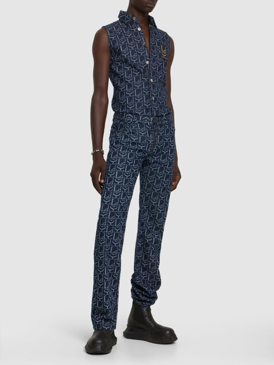 Ludovic de Saint Sernin: Jean droit en denim de coton à monogramme
