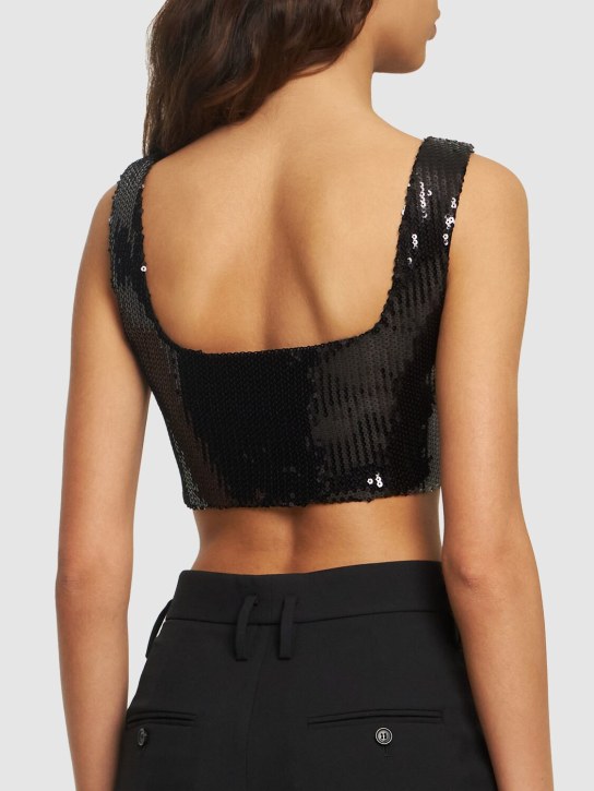 Galvan: Beating Heart sequined crop top