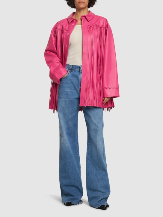 Oscar De La Renta - Chemise manches longues en cuir à franges