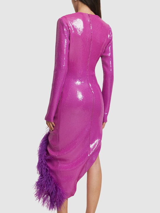 David Koma: Robe asymétrique avec plumes
