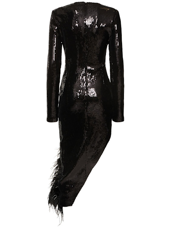 David Koma: Robe asymétrique avec plumes